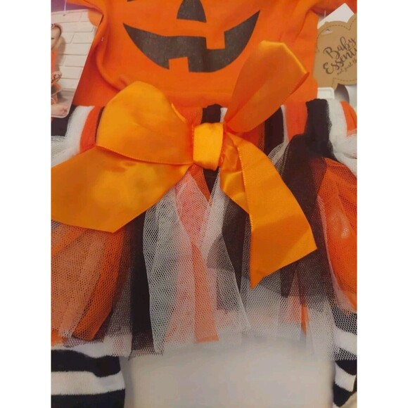 NWT Baby Essentials 4 Pc Fall/Halloween Set: Skirt Tutu Bow Top Leg warmers 3 Mo - Picture 3 of 6
